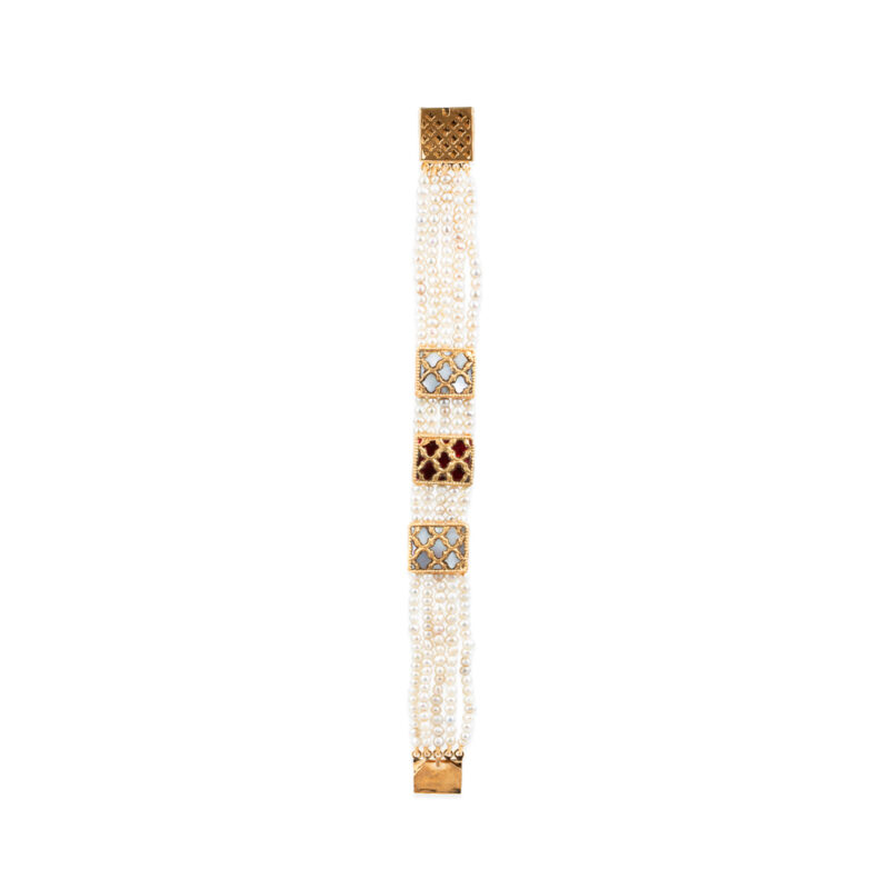 Noor Station Gold and Inlay Polki Bracelet