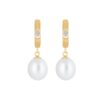 One Diamond Huggies with Pearl Drop