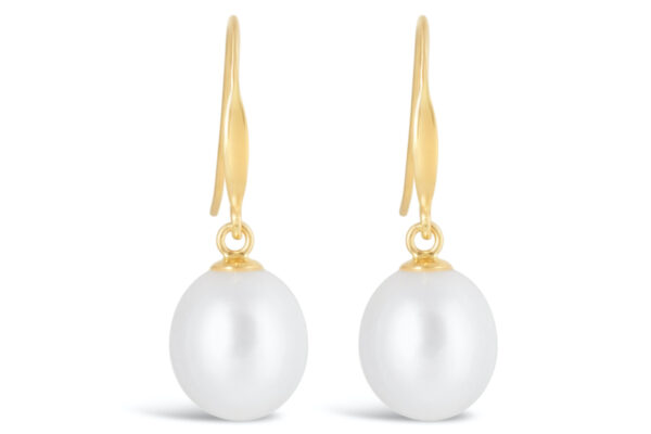 Oval Pearl Drop Earrings