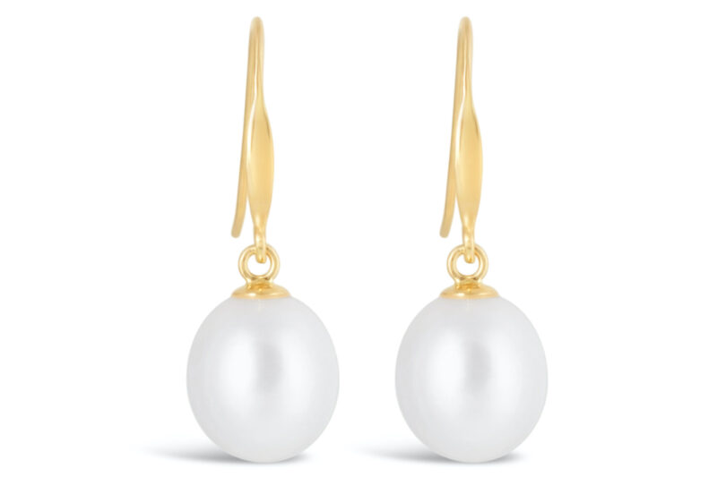 Oval Pearl Drop Earrings