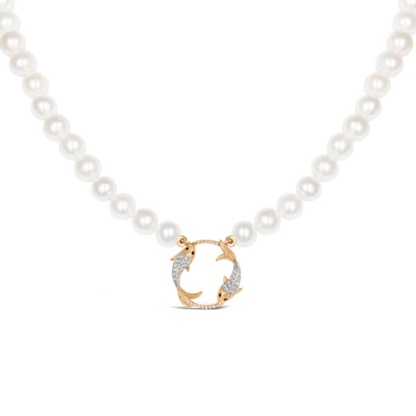 Pisces Zodiac Oval Pearl Necklace