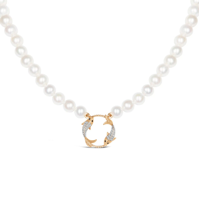 Pisces Zodiac Oval Pearl Necklace