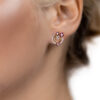 Round Ruby Blossom Earrings