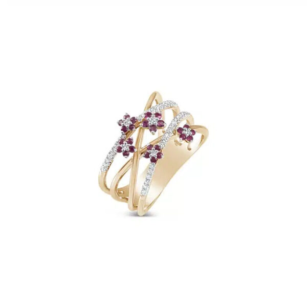 Round Ruby Blossom Ring