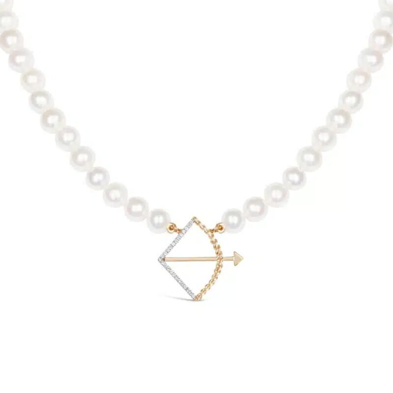 Sagittarius Zodiac Oval Pearl Necklace