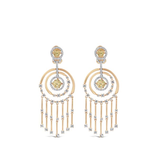 Yellow Diamond Circle Earrings