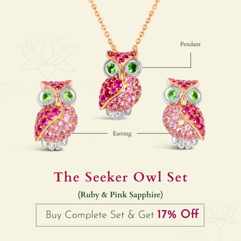The Seeker Owl Earring (Ruby & Pink Sapphire)