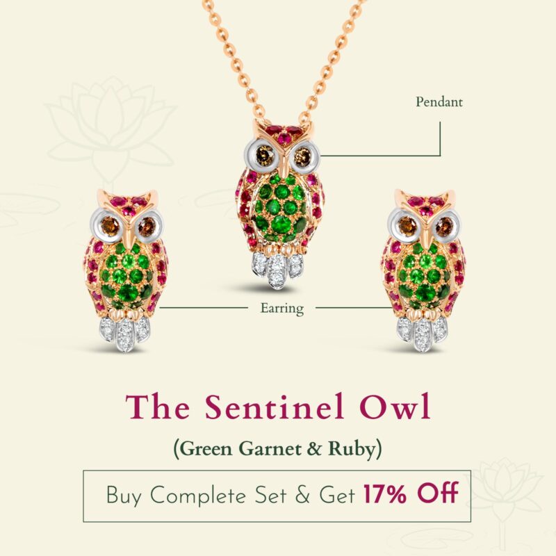 The Sentinel Owl Pendant (Tsavorite & Ruby)