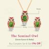 The Sentinel Owl Earring ( Tsavorite & Ruby)