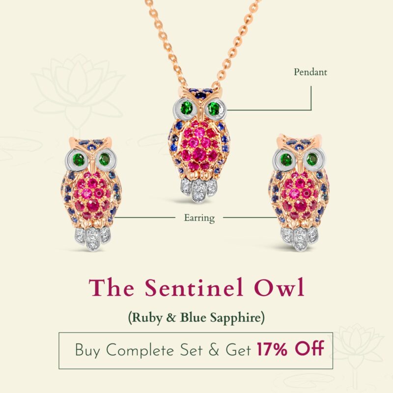 The Sentinel Owl Pendant (Ruby & Blue Sapphire)