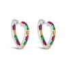 Elegant Multi-colour Heart Silver Hoop Earrings