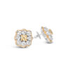 Elegant Yellow CZ Earrings with Single halo Silver Earring