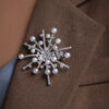 Exquisite Pearl Silver Starburst Brooche