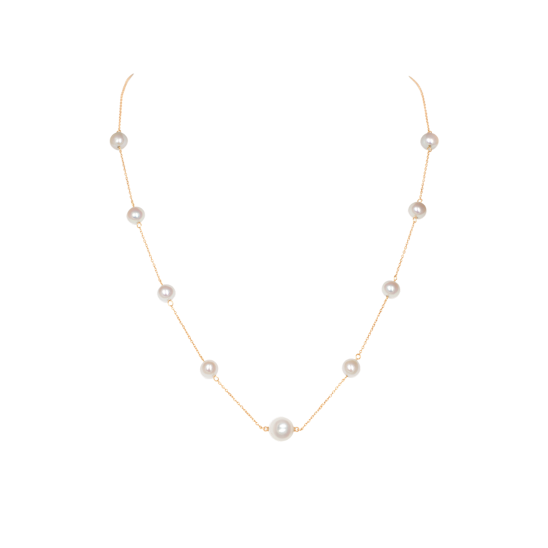 Station Pearl Necklace / 5 & 8mm pearls