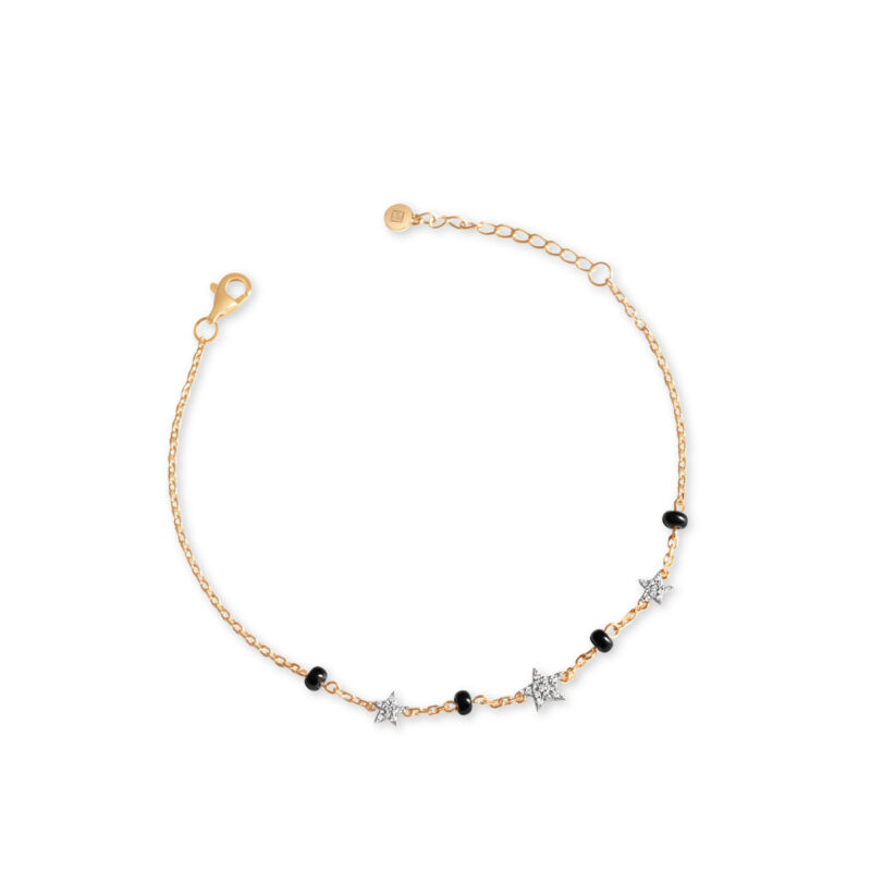 Superstar Diamond Bracelet with Black Beads (Adult)