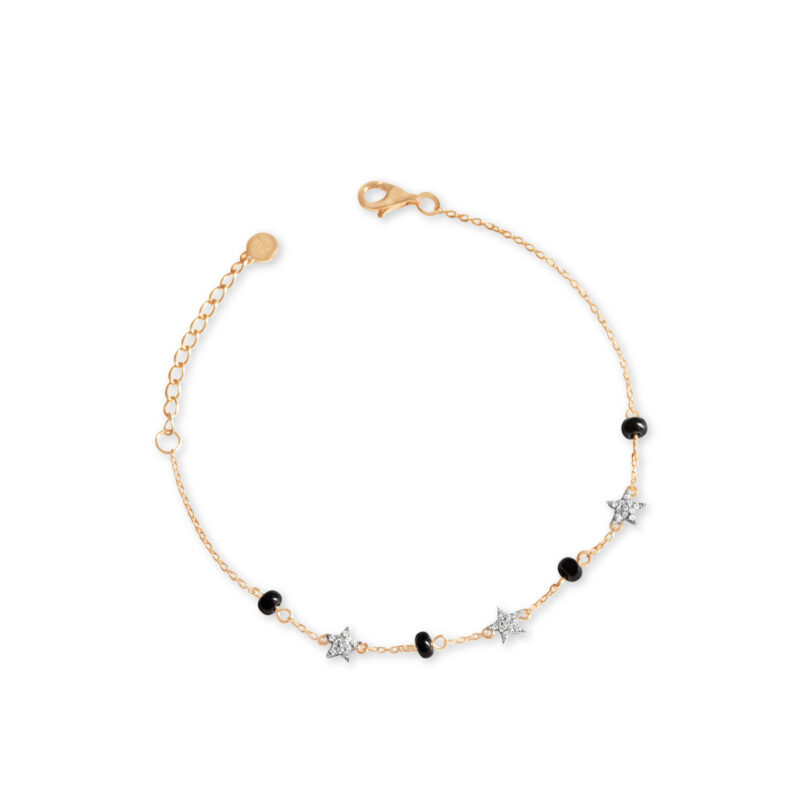 Superstar Diamond  Bracelet with Black Beads (Children)