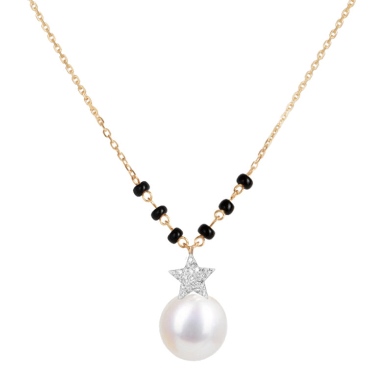 Superstars Diamond Mangalsutra with Pearl Drop/ 6 beads