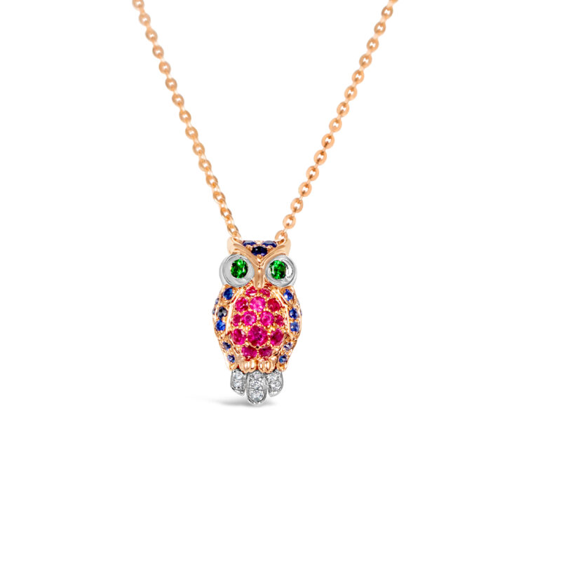The Sentinel Owl Pendant (Ruby & Blue Sapphire)