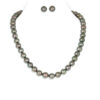 Tahitian Round Pearl Necklace & Studs Set 2 (Silver Clasp)