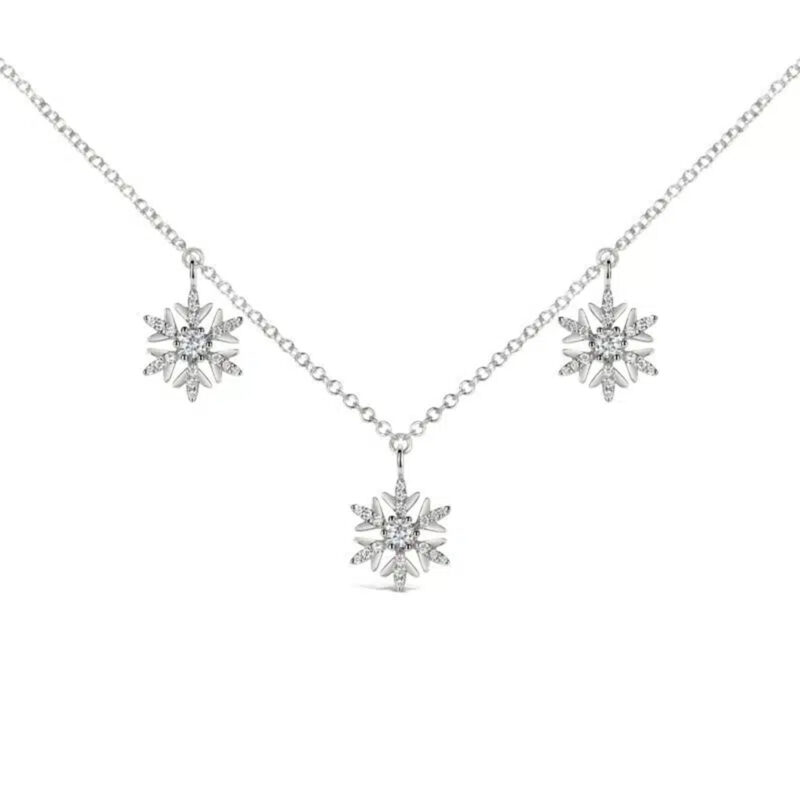 Triple Snowflake Diamond Necklace