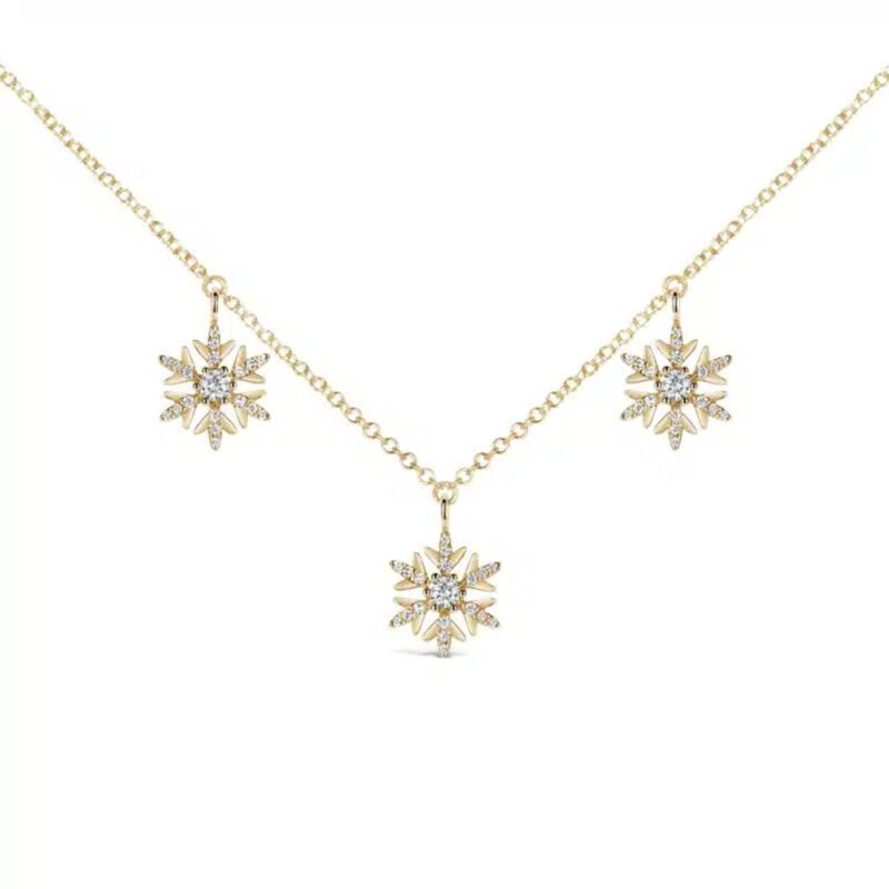 Triple Snowflake Diamond Necklace