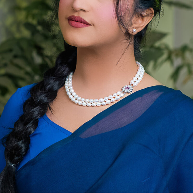 Emily Double Oval Pearl Necklace (Ruby)