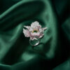 Exquisite Silver Sapphire Emerald Flower Ring – KN (Adjustable)