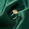 Elegant Yellow Emerald Cut Silver Ring