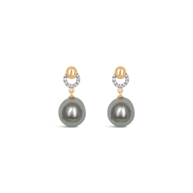 O Diamond with Japanese Akoya Pearl Earrings