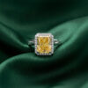 Elegant Yellow Emerald Cut Silver Ring
