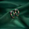 Elegant Multi-colour Heart Silver Hoop Earrings