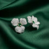 Exquisite Silver Pave Emerald Heart Earrings – KN