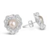 Exquisite Silver Pave Flower & Pearl Earrings – KN