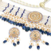 Zeenat Blue Pearl Choker + Earring Polki Set A