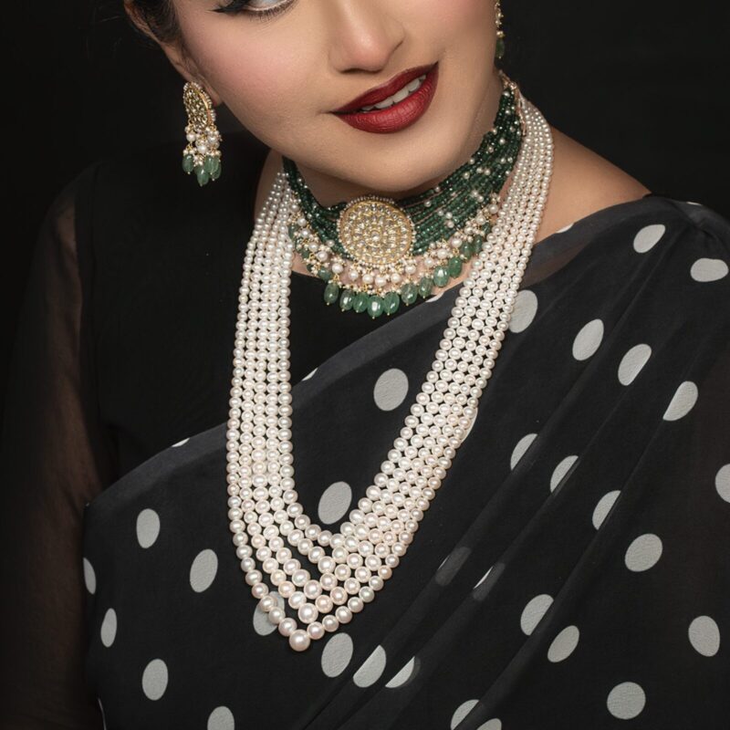 Zeenat Green Choker + Earring Polki Set A