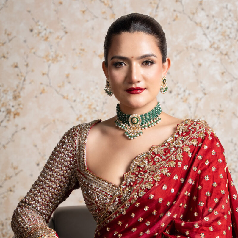 Zeenat Green Choker + Earring Polki Set C