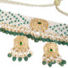 Zeenat Green Pearl Choker + Earring Polki Set B