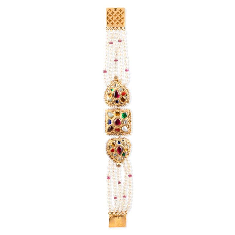 Zeenat Navratna Pearl Polki Bracelet
