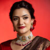 Zeenat Red Choker + Earring Polki Set A