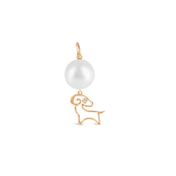 Lunar Zodiac Pearl Pendant - Goat