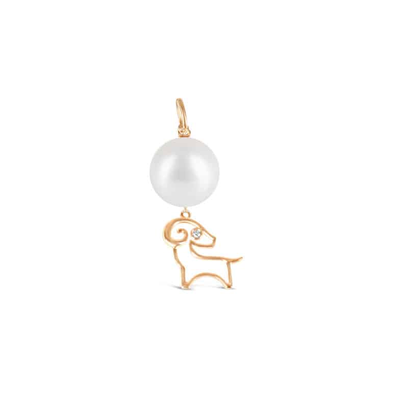 Lunar Zodiac Pearl Pendant - Goat