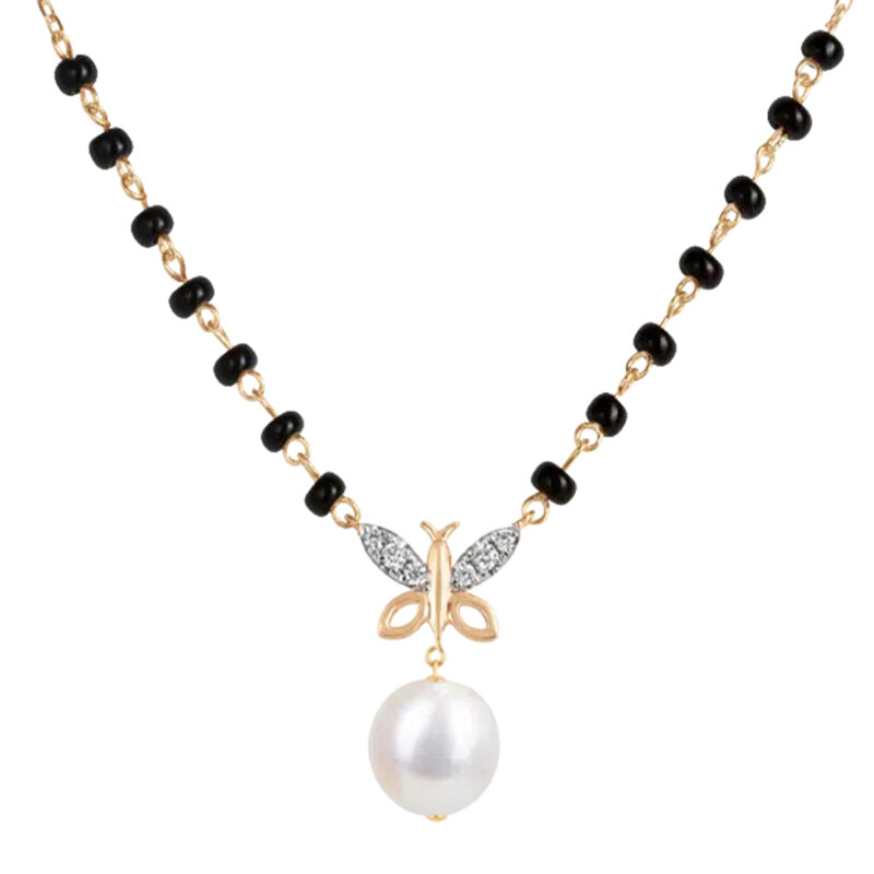 Butterfly Wings Diamond Mangalsutra with Pearl Drop (Regular)