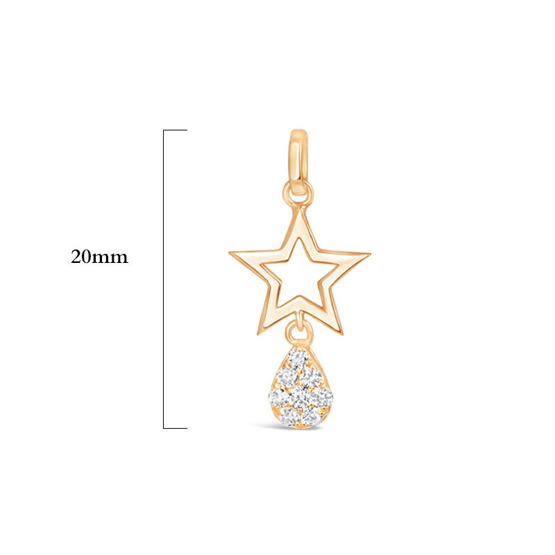 Gold Star Diamond Drop Pendant