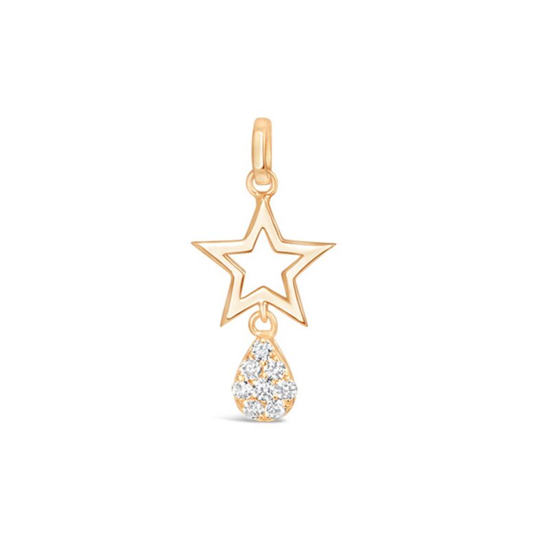 Gold Star Diamond Drop Pendant